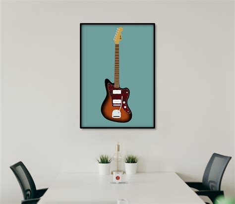 Fender Jazzmaster Guitar Art Modern Design Print Wall Print Etsy
