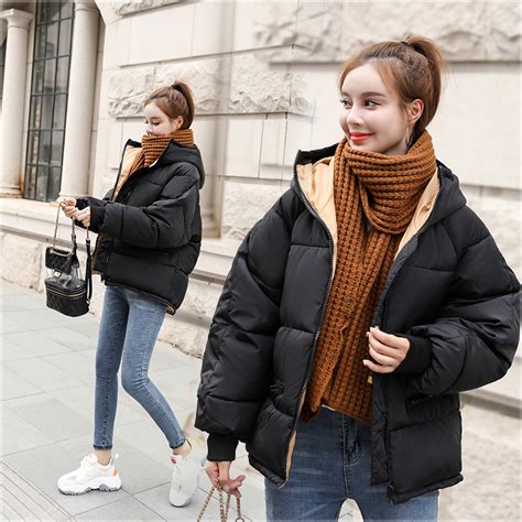 Korean Style 2019 Winter Jacket Women Hooded Oversized Bubble Fashion