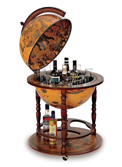 Morientez Globe Bar With Antique Globe Ball Globe Liquor Cabinet