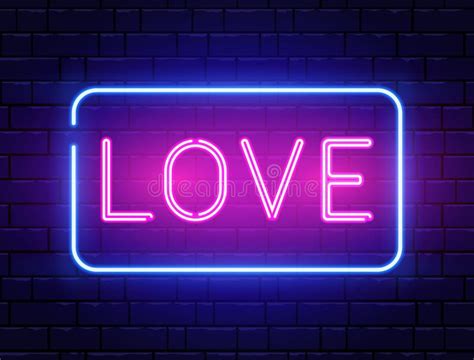 Love Neon Text Banner Happy Valentine Day Frame Background Romantic