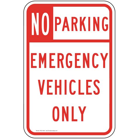 Vertical Sign Parking Not Allowed Emergency Vehicles Only Sign