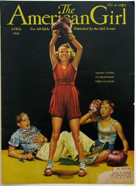 1941 American Girl Magazine Cover Art Girl Boxing Champion Etsy