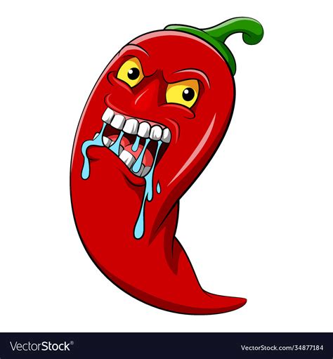 Red Chili With Hot Face For Spicy Royalty Free Vector Image