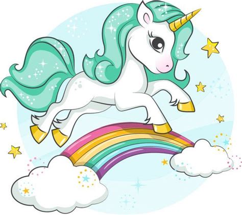 Magical Unicorn Rainbow Stars Wall Sticker Unicorn Drawing Unicorn