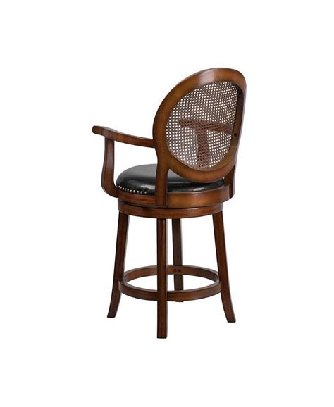 Offex 26 High Expresso Wood Counter Height Stool With Arms Woven