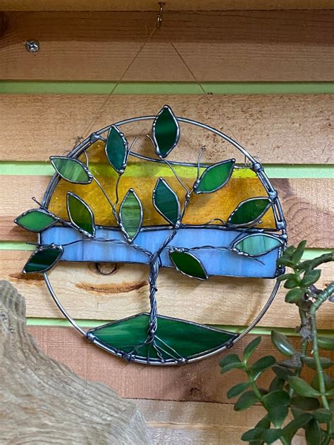 Stained Glass Tree Tree Of Life Stained Glass Window Etsy