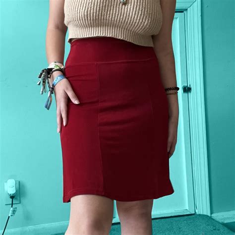 women s red skirt depop
