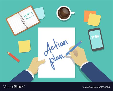 Action Plan List Concept Hands Royalty Free Vector Image