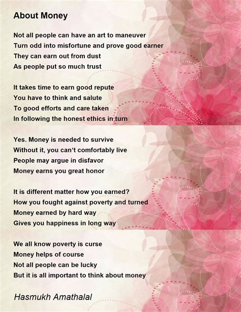 About Money Poem By Mehta Hasmukh Amathalal Poem Hunter