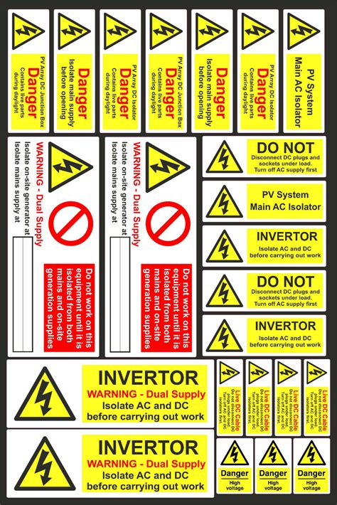 23 Pv Solar Safety Electrical Warning Labels Acdc Danger High Voltage