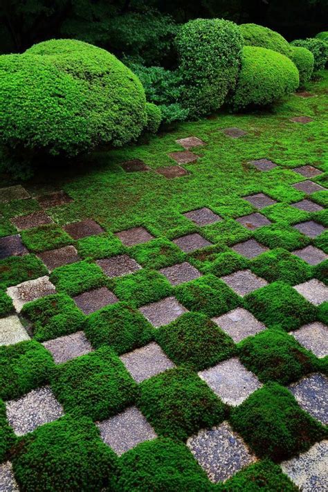 Moss Garden Of Checkered Pattern Of Tofuku Ji Temple In Kyoto