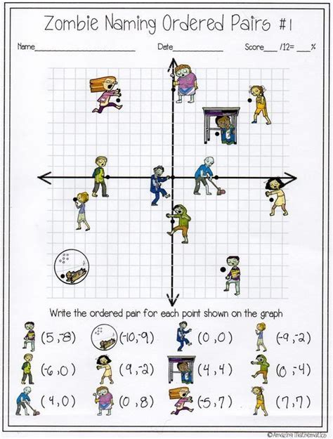 Some of the worksheets for this concept are graphing lines, slopeintercept form, graphing lines in slope intercept, graphing line6 killing zornbe6 graph line t to the zombie, graphing linear equations work answer key, systems of equations, systems of equations by substitution, algebra i name block. Zombie Naming Ordered Pairs Worksheet | Coordinates math ...