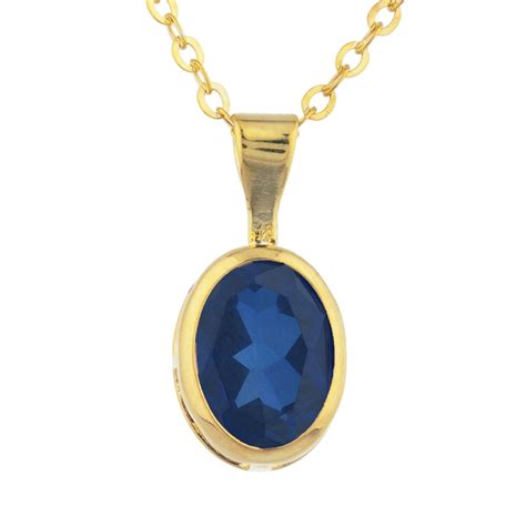 Gold Plated Blue Sapphire Pendant Necklace 45 Crt Certified Etsy Uk