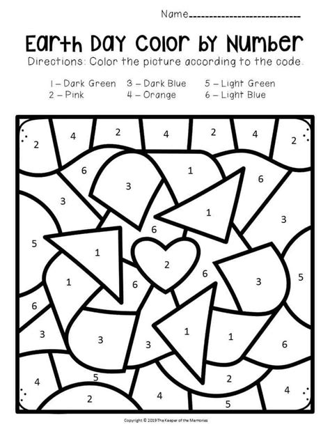 Color By Number Earth Day Preschool Worksheets Recycling Symbol Earth
