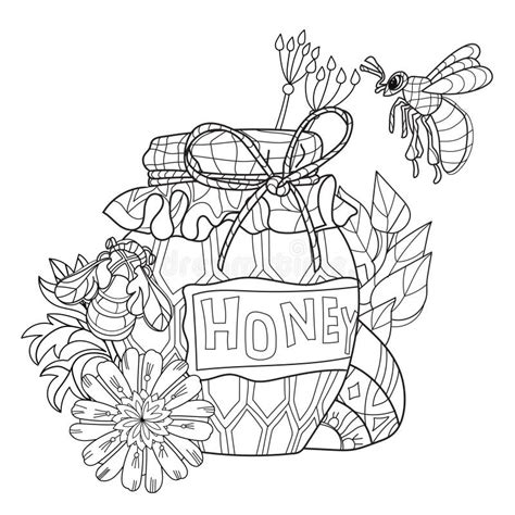 Honey Pot Doodle And Bees Stock Vector Illustration Of Honeyed Design 76588842