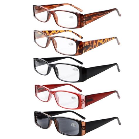 r006 eyekepper 5 pack spring hinges rectangular reading glasses and reading sunglasses sun readers