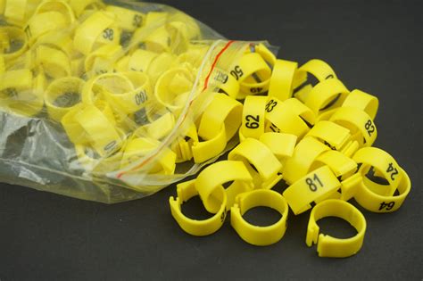 100 Pcslot Yellow 14mm Dia 001 100 Numbered Chicken Leg Bands Duck