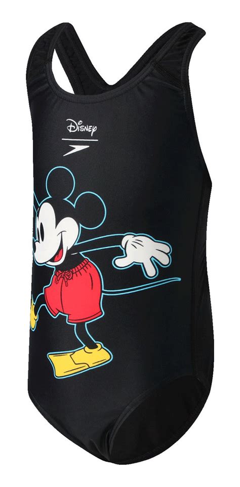 Traje De Baño Speedo Natación Disney Mickey Mouse Niña Negro Mercado