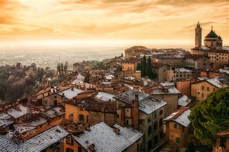 Winter Sunset Over The Upper City Of Bergamo Northern Italy 2048x136