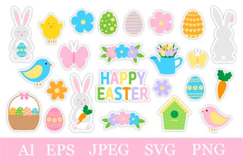 Easter Stickers Printable Bunny Sticker Graphic By Shishkovaiv