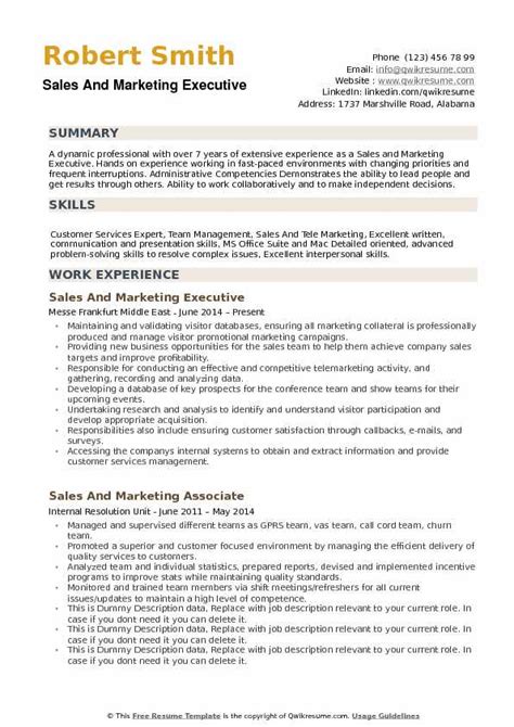 Sales Marketing Resume Sample