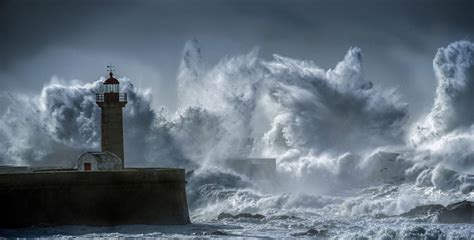 Photography Nature Landscape Lighthouse Heavy Waves Wind