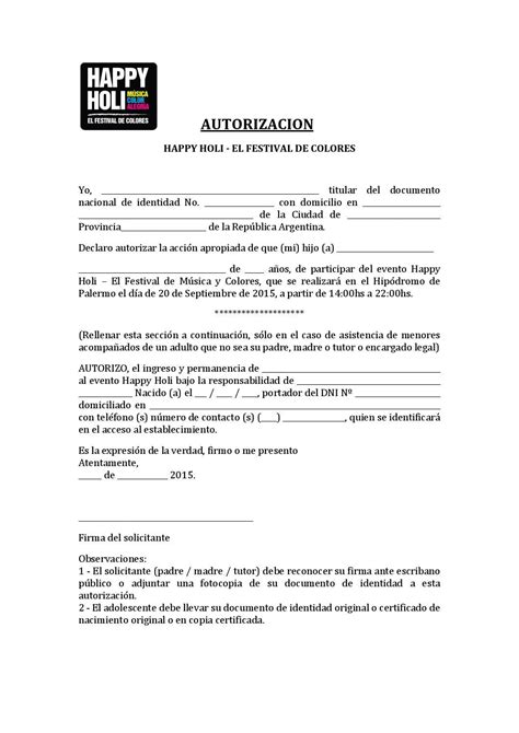 Ejemplo De Carta De Autorizacion Para Un Menor Modelo De Informe My