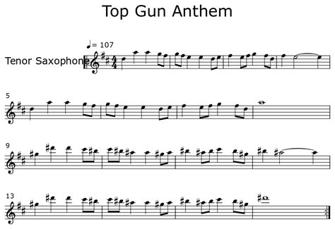 Top Gun Anthem Sheet Music For Tenor Saxophone