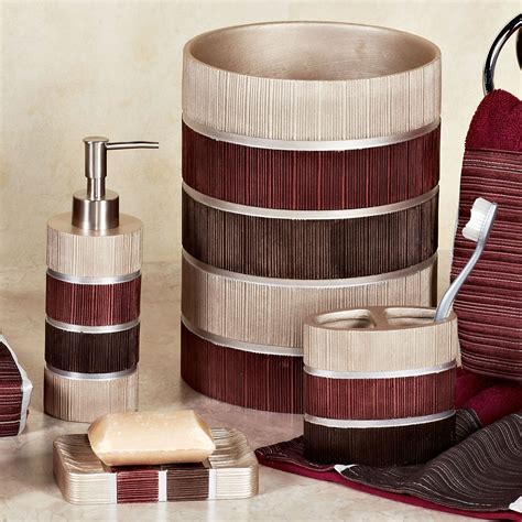 Modern Line Burgundy Striped Bath Accessories