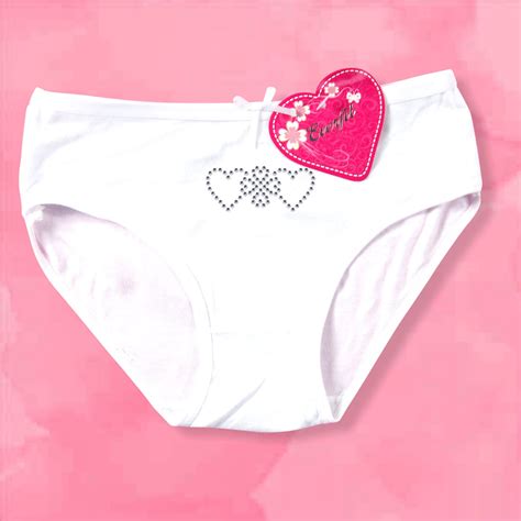 Panty De Niña 10453f Bikini Rinestone De Corazones Algodon