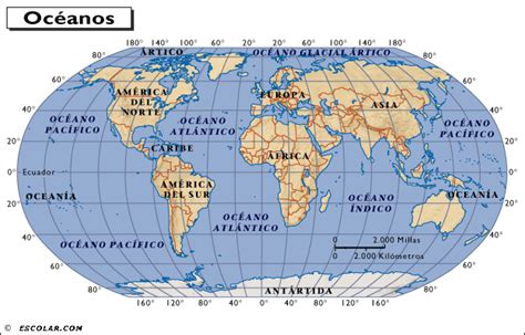 Mapa Océanos Del Mundo Mapa Escolar