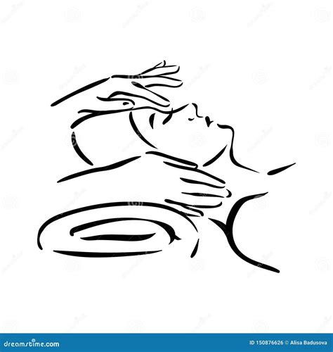 Vector Hand Drawn Illustration Of Spa Face Massage For Woman On White Background Stock Vector