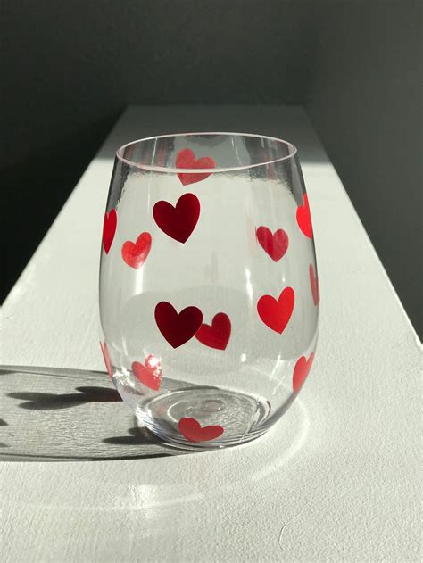 Oz Stemless Heart Plastic Wine Glasses Etsy