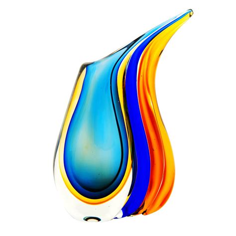Buy Luxury Lane Hand Blown Multicolor Sommerso Teardrop Art Glass Vase With Angled Lip 11 Inch