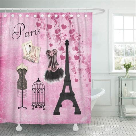 Suttom Eiffel Chic Girly Pink Paris Tower Vintage Cute Whimsical Shower