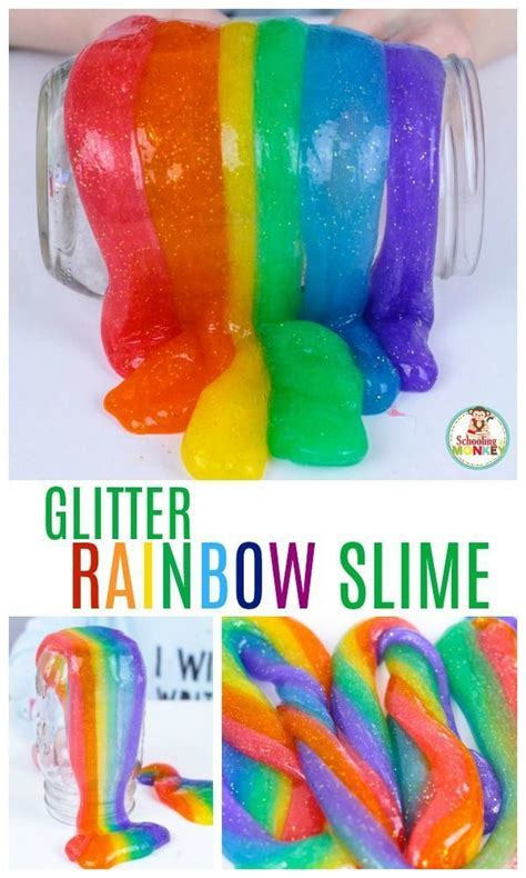 Easy To Make Glitter Rainbow Slime Recipe With Clear Glue Rainbow
