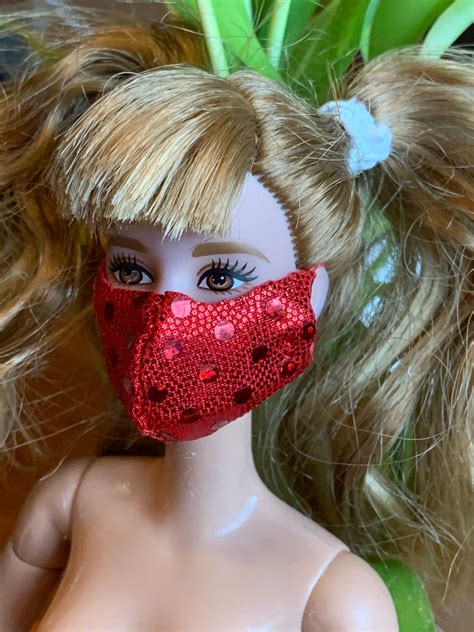 Barbie Doll Face Mask Red Face Make For Barbie Dolls Blue Etsy