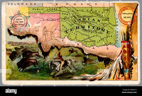 Indian Territory Map And Illustration The Areas Is Now The State Of