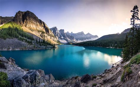 Download Wallpapers Moraine Lake Mountains Morning Sunrise Mountain