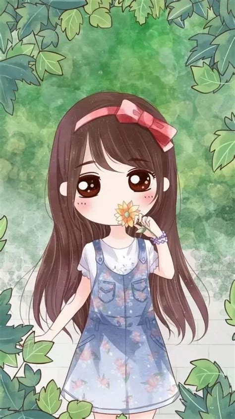 Girl And Flower Cute Cartoon Pictures Cartoon Girl Images Cute Love