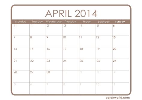 Printable April Calendar Calendars