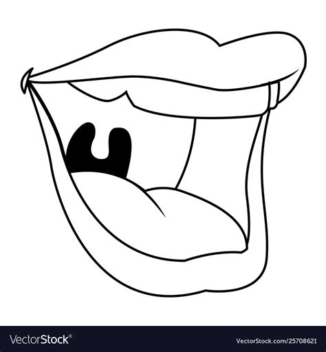 Mouth Icon Cartoon Black And White Royalty Free Vector Image