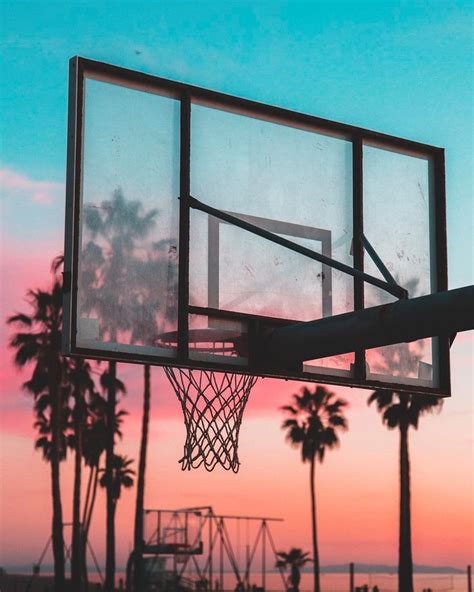 Sunset Basketball Hoop California Venice Beach Sports