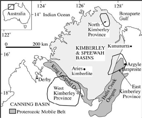 Map Showing The Location Of The Aries Kimberlite And The North East