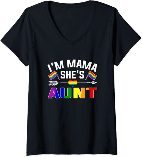 womens lesbian mom shirt t gay pride i m mama she s aunt lgbt v neck t shirt