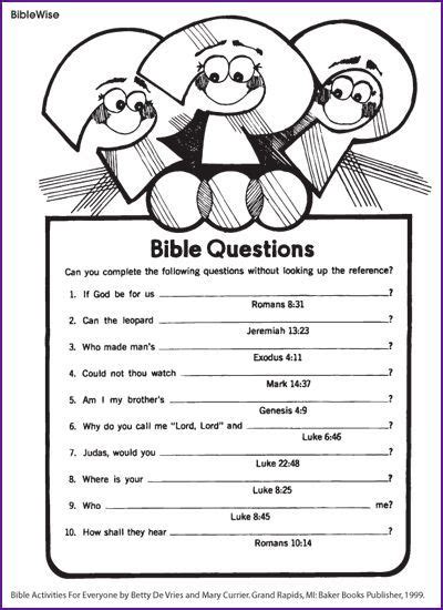Answer Different Questions From The Bible Kids Korner Biblewise
