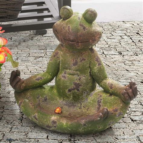 Sunjoy Frog In Lotus Position Garden Statue And Reviews Wayfair