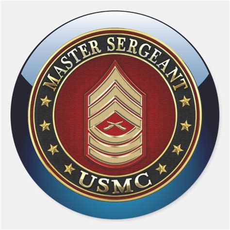 Us Marines Master Sergeant Usmc Msgt 3d Classic Round Sticker