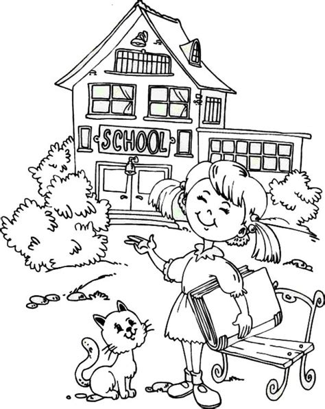 School Building Colouring Pages For Kids
