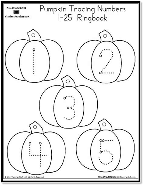 Pumpkin Number Tracing 1-25 | Halloween preschool, Fall preschool activities, Preschool homework